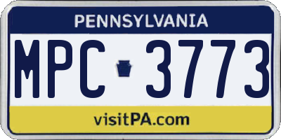 PA license plate MPC3773
