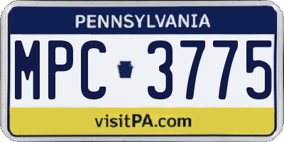 PA license plate MPC3775