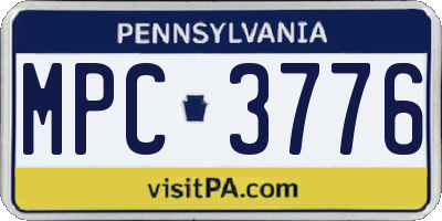 PA license plate MPC3776