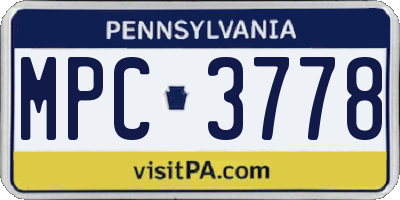 PA license plate MPC3778