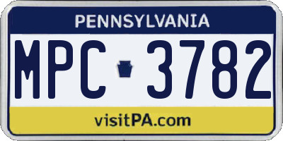 PA license plate MPC3782