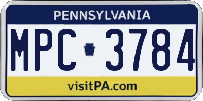 PA license plate MPC3784