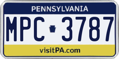 PA license plate MPC3787