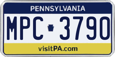 PA license plate MPC3790