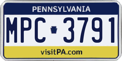 PA license plate MPC3791
