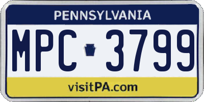 PA license plate MPC3799
