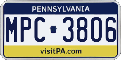 PA license plate MPC3806