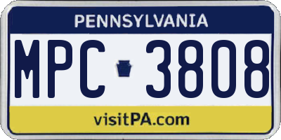 PA license plate MPC3808