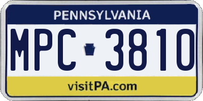 PA license plate MPC3810