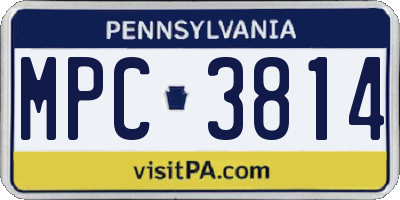PA license plate MPC3814