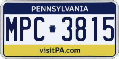 PA license plate MPC3815