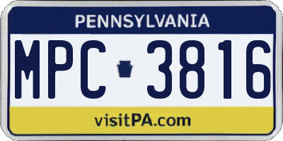 PA license plate MPC3816