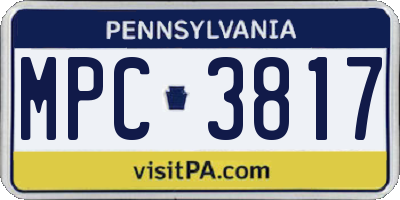 PA license plate MPC3817