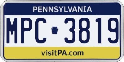 PA license plate MPC3819
