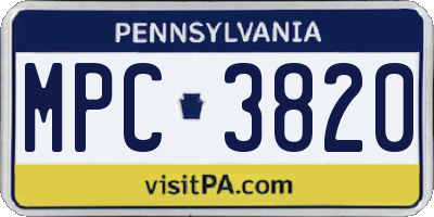 PA license plate MPC3820