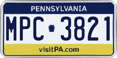 PA license plate MPC3821