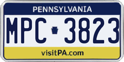 PA license plate MPC3823
