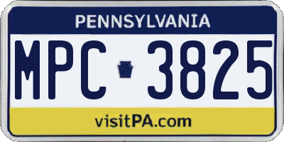 PA license plate MPC3825