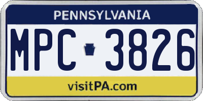 PA license plate MPC3826