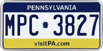 PA license plate MPC3827