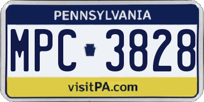 PA license plate MPC3828