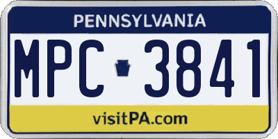 PA license plate MPC3841