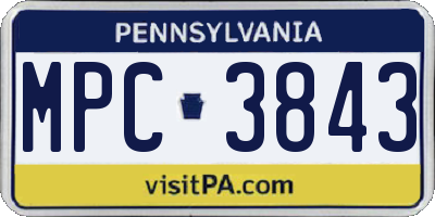 PA license plate MPC3843