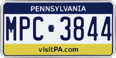 PA license plate MPC3844