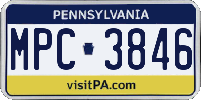 PA license plate MPC3846