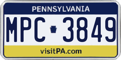 PA license plate MPC3849