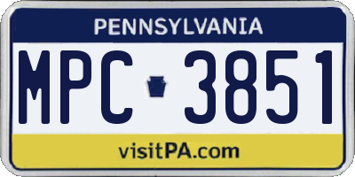 PA license plate MPC3851