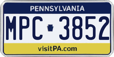 PA license plate MPC3852