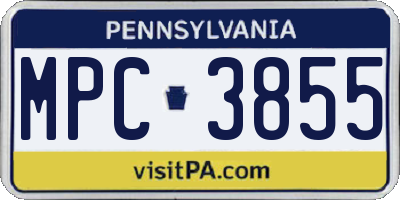 PA license plate MPC3855
