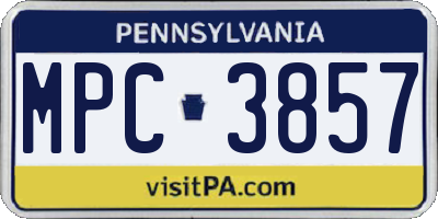 PA license plate MPC3857