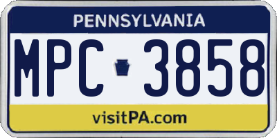 PA license plate MPC3858