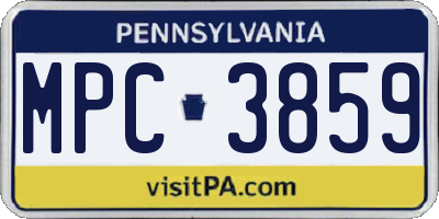 PA license plate MPC3859