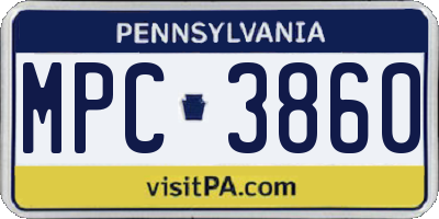 PA license plate MPC3860