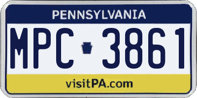 PA license plate MPC3861