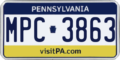 PA license plate MPC3863
