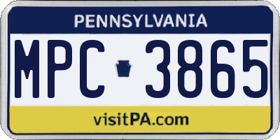 PA license plate MPC3865