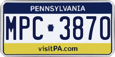 PA license plate MPC3870