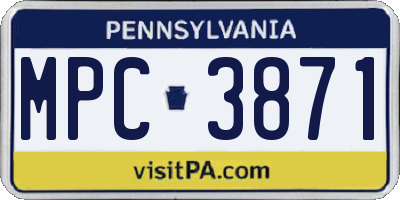PA license plate MPC3871