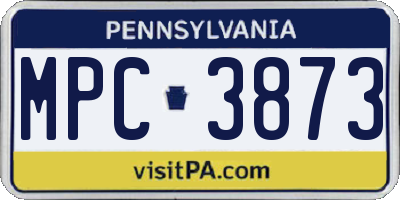 PA license plate MPC3873