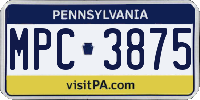 PA license plate MPC3875