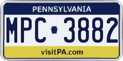 PA license plate MPC3882