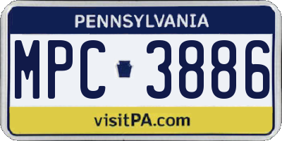PA license plate MPC3886