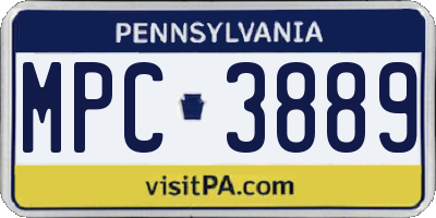 PA license plate MPC3889