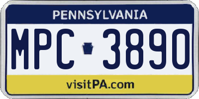 PA license plate MPC3890
