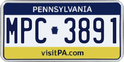 PA license plate MPC3891