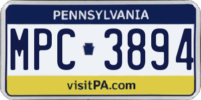PA license plate MPC3894